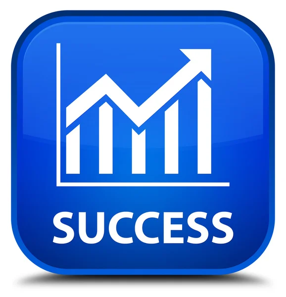 Sucesso (ícone de estatísticas) botão quadrado azul — Fotografia de Stock