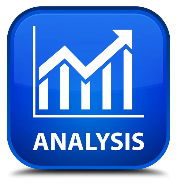 Кнопка анализа (значок статистики) синей квадратной формы — стоковое фото