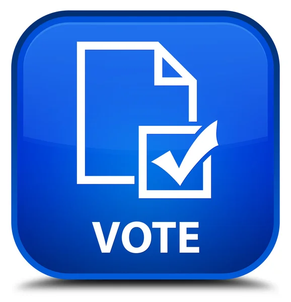 投票 （调查图标） 蓝色方形按钮 — 图库照片