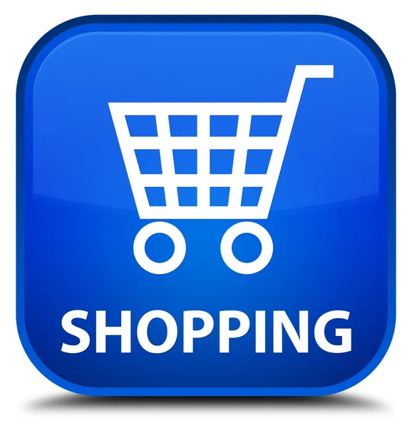 Shopping pulsante quadrato blu — Foto Stock