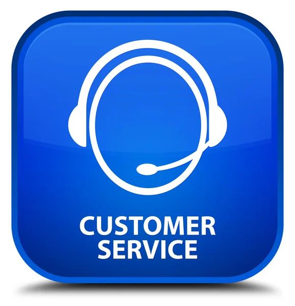 ग्राहक सेवा (ग्राहक काळजी चिन्ह) निळा चौरस बटण — स्टॉक फोटो, इमेज