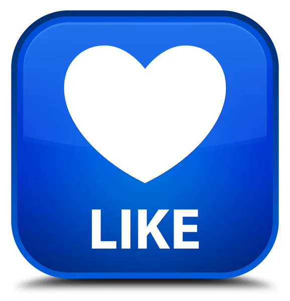Como (ícone do coração) botão quadrado azul — Fotografia de Stock