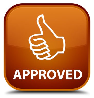 Onaylı (Yaşasın simgesi) kahverengi kare düğme