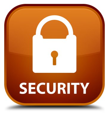 Güvenlik (asma kilit simgesi) kahverengi kare düğme