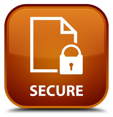 (Belge sayfa asma kilit simgesi) güvenli kahverengi kare düğme