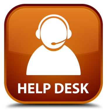 Yardım Danışma (müşteri bakım simgesi) kahverengi kare düğme