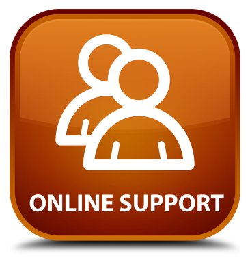 Çevrimiçi destek (grup simgesi) kahverengi kare düğme