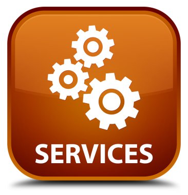 Hizmetleri (vites simgesi) kahverengi kare düğme