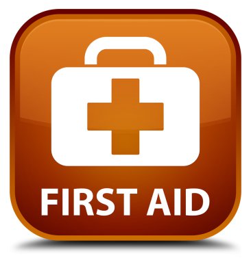 İlk yardım kahverengi kare düğme