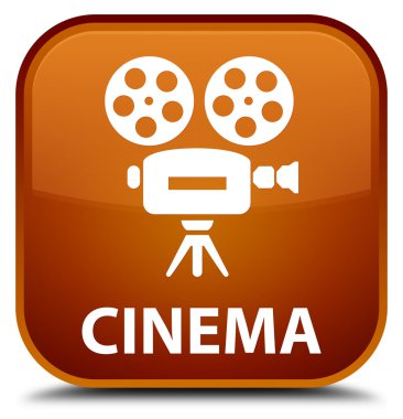 Sinema (video kamera simgesi) kahverengi kare düğme