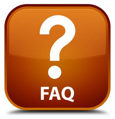 SSS (soru simgesi) kahverengi kare düğme