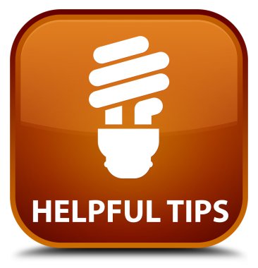 Yararlı ipuçları (ampul simgesi) kahverengi kare düğme