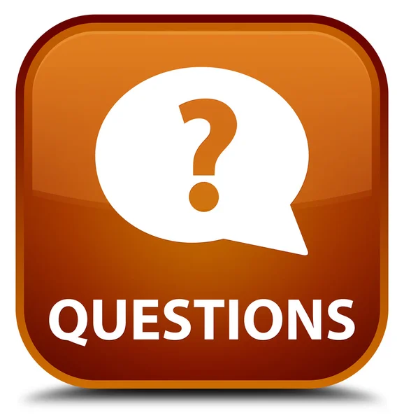 質問 (バルーン アイコン) 茶色の正方形ボタン — ストック写真