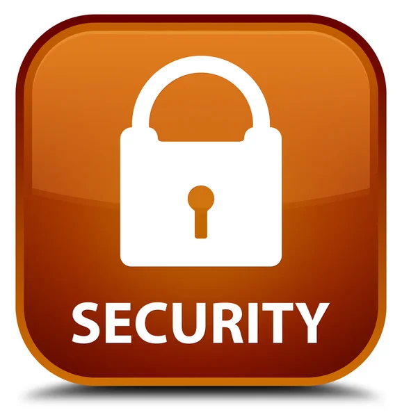 Security (padlock icon) brown square button — Stock Photo, Image