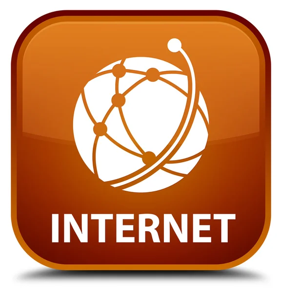 Internet (global network icon) brown square button — Stock Photo, Image