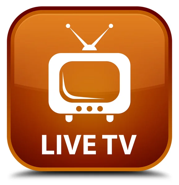 TV en vivo marrón botón cuadrado —  Fotos de Stock