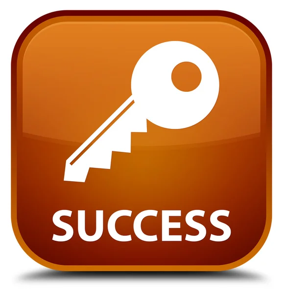 Sukces (ikona klucz) brązowy przycisk kwadratowy — Zdjęcie stockowe