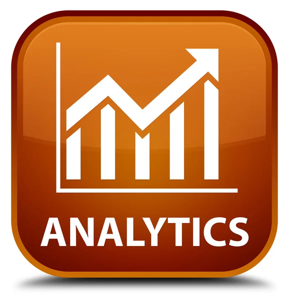 Kwadratowy przycisk Analytics (statystyki ikona) brązowy — Zdjęcie stockowe