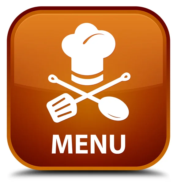 Menu (restaurant pictogram) bruine vierkante knop — Stockfoto