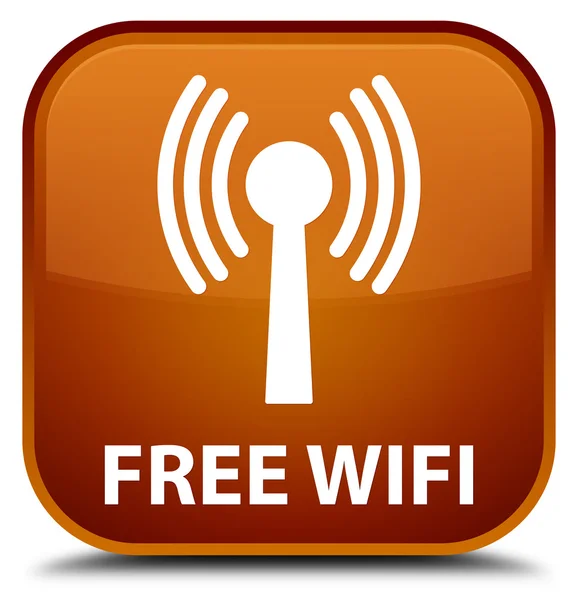 무료 wifi (무선 네트워크) 갈색 사각형 버튼 — 스톡 사진