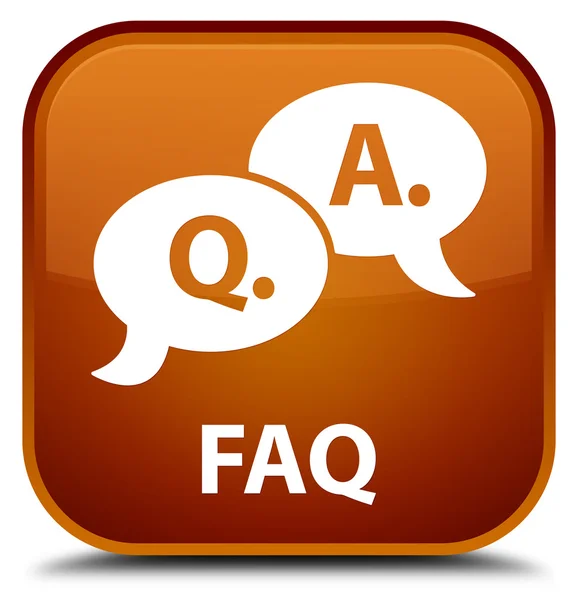 Faq (question answer bubble icon) brown square button — Stock Photo, Image