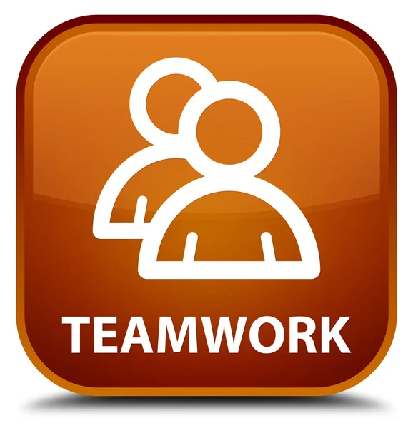 Teamwork (groepspictogram) bruine vierkante knop — Stockfoto