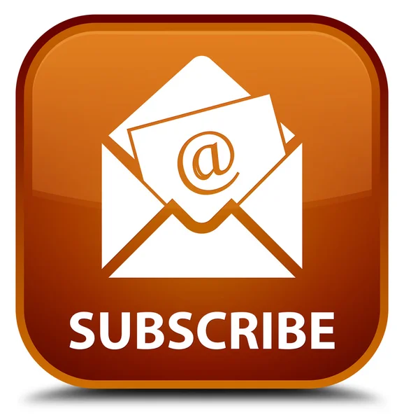(Haber bülteni e-posta simgesi) abone kahverengi kare düğme — Stok fotoğraf