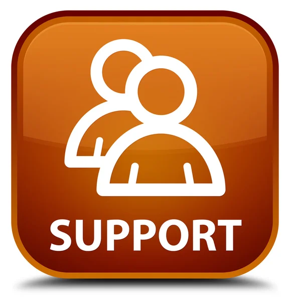 Támogatás (csoport ikon) barna négyzet gomb — Stock Fotó