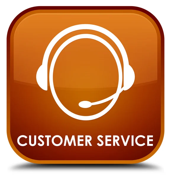 Zákazníkům služby (zákaznické péče ikonu) hnědé čtvercové tlačítko — Stock fotografie