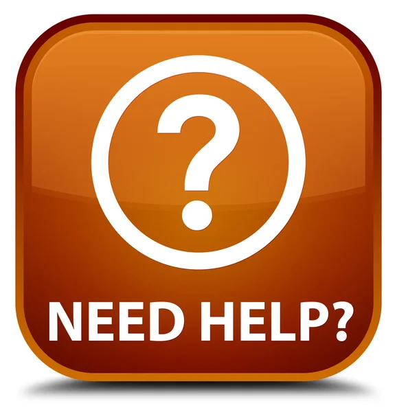 Potrzebujesz kwadratowy przycisk Pomoc (pytanie ikona) brązowy — Zdjęcie stockowe