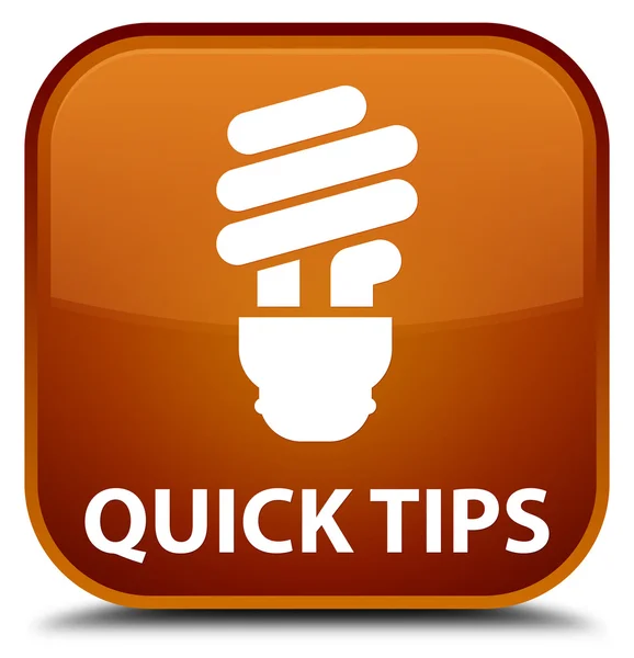 Quick tips (bulb icon) brown square button — Stock Photo, Image