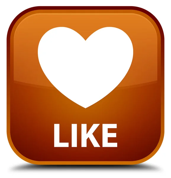 Like (heart icon) brown square button — Stock Photo, Image