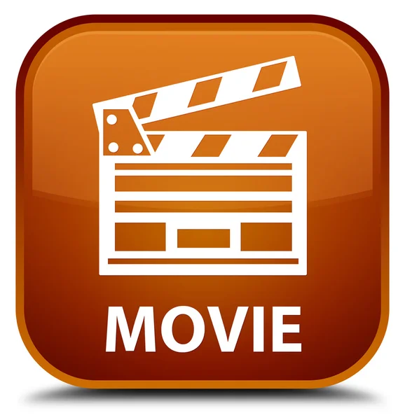 Film (cinema clip pictogram) bruine vierkante knop — Stockfoto