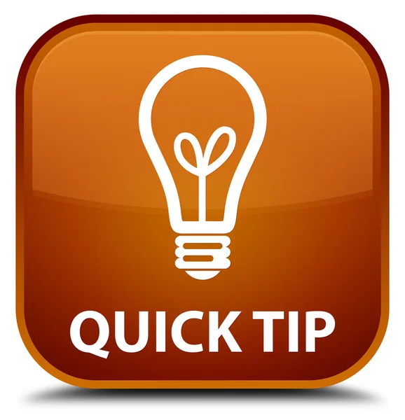 Quick tip (bulb icon) brown square button — Stock Photo, Image