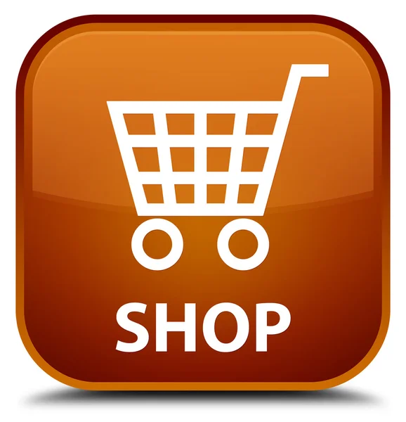 Shop brown square button — Stock Photo, Image
