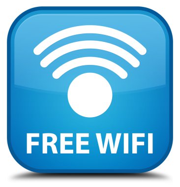 Ücretsiz Wi-Fi camgöbeği mavi kare düğme