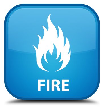 Yangın camgöbeği mavi kare düğme