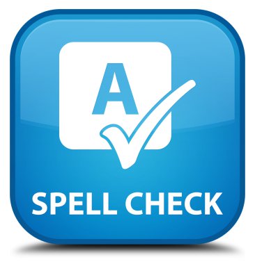 Yazım denetimi camgöbeği mavi kare düğmesini