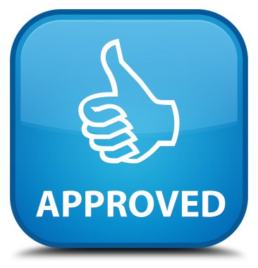 (Simge Yaşasın) onaylı camgöbeği mavi kare düğme