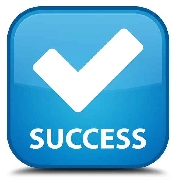 Успіх (правильна піктограма) блакитна квадратна кнопка — стокове фото