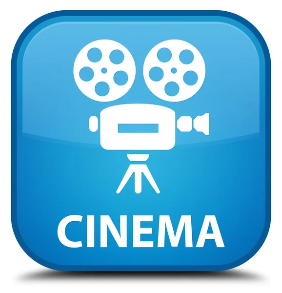 Cinema (icona della videocamera) blu ciano pulsante quadrato — Foto Stock