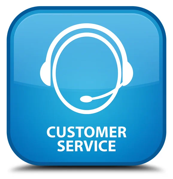 Customer service (pictogram van de zorg van de klant) cyaan blauw vierkante knop — Stockfoto