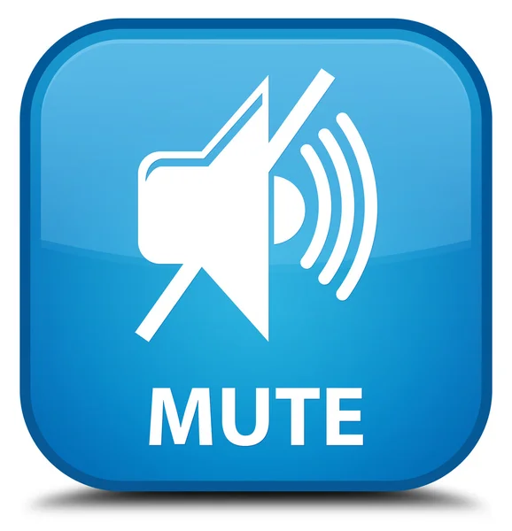 Azurová modrá čtvercové tlačítko Mute — Stock fotografie