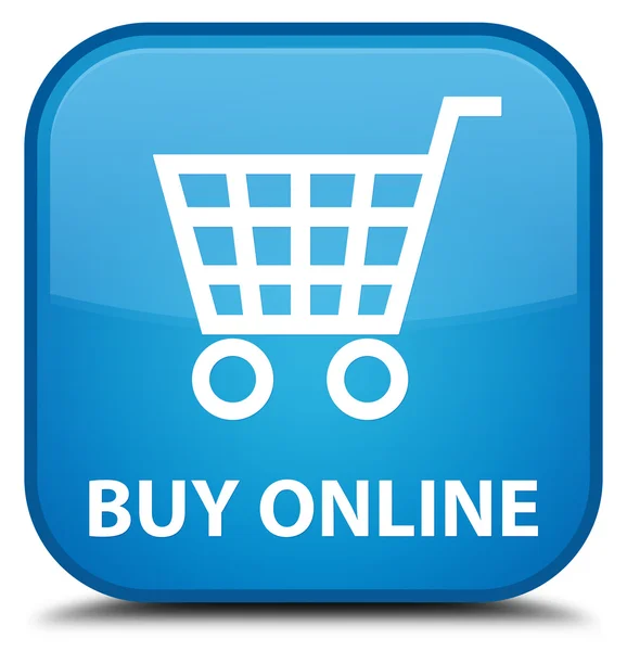 Cyan blue square button online kaufen — Stockfoto