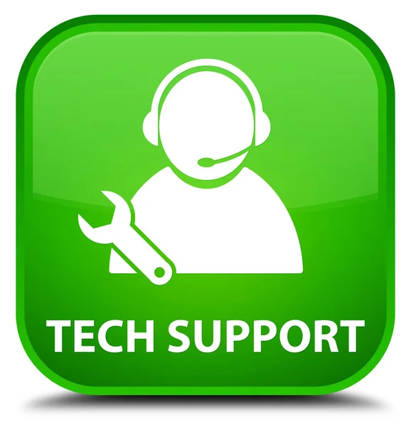 Tech support grön fyrkantig knapp — Stockfoto