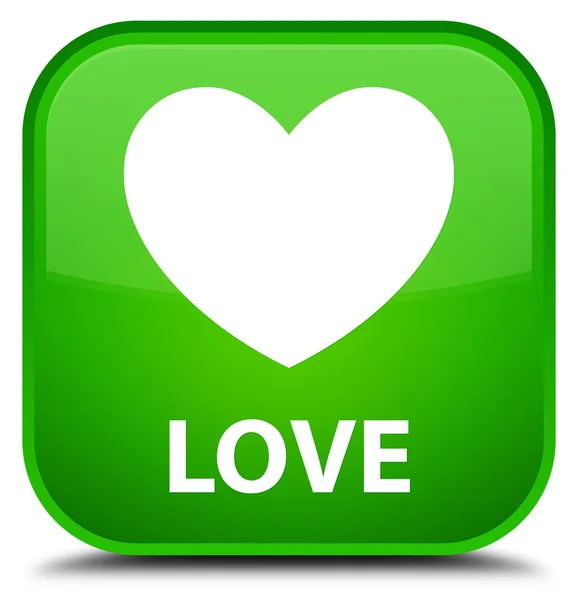 Szerelem zöld négyzet gomb — Stock Fotó
