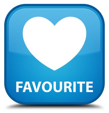 Favori (kalp simgesi) camgöbeği mavi kare düğme