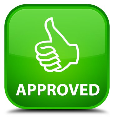 Onaylı (Yaşasın simgesi) kare düğme yeşil