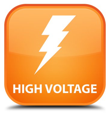 Yüksek gerilim (elektrik simgesi) turuncu kare düğme