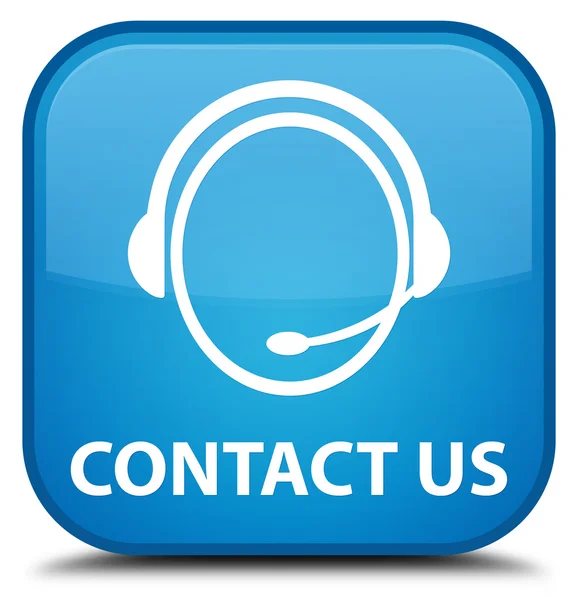 Contact us (customer care icon) cyan blue square button — Stock Photo, Image